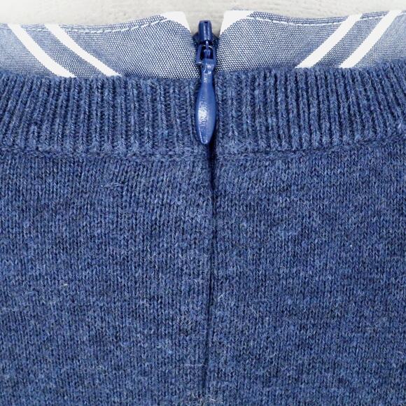 J Jill Sweater Petites LP PL Blue with White Blue Underlay Stretch Knit - Picture 12 of 15